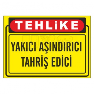 Tehlike Yakıcı Aşındırıcı Tahriş Edici Levhası