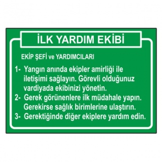 İlk Yardım Ekibi Levhası