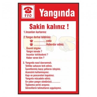 Yangında Sakin Kalınız Levhası