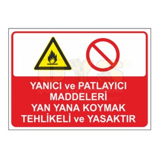 Yanıcı Maddeleri Yan Yana Koymak Yasaktır Levhası