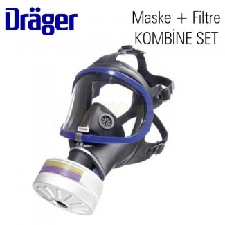 Drager 6300 Tam Yüz Gaz Maskesi + K2 Filtreli Kombine Set