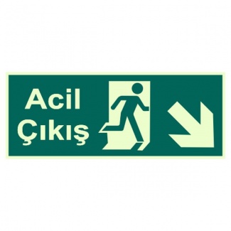 Acil Çıkış Fotolümen Levha Aşağı Sağ Ok