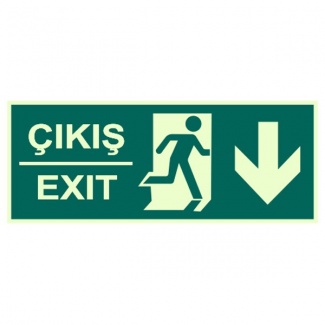 Çıkış Exit Levhası Fotolümen Alt Ok