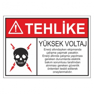 Tehlike Yüksek Voltaj Levhası