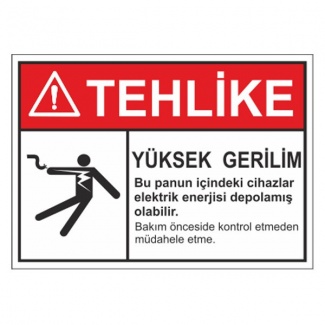 Tehlike Yüksek Gerilim Levhası