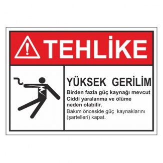 Tehlike Yüksek Voltaj Levhası