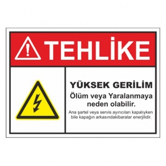 Tehlike Yüksek Gerilim Levhası