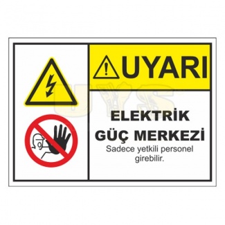 Uyarı Elektrik Güç Merkezi Levhası