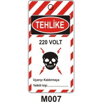 Tehlike 220 Volt Mıknatıslı Uyarı Levhası