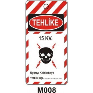 Tehlike 15 kv. Volt Mıknatıslı Uyarı Levhası