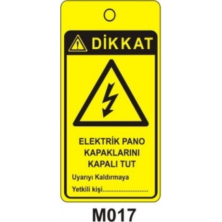 Dikkat Elektrik Pano Kapaklarını Kapalı Tut Mıknatıslı Uyarı Levhası