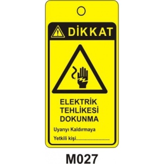 Dikkat Elektirik Tehlikesi Dokunma Mıknatıslı Uyarı Levhası