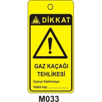 Dikkat Gaz Kaçağı Tehikesi Mıknatıslı Uyarı Levhası