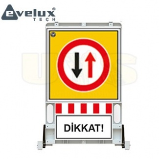 Dikkat Karşıdan Gelene Yol Ver - Katlanabilir Yol Uyarı Levhası