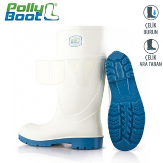 Polly Boot İş Çizmesi Alfa 103 Beyaz Çelik Burunlu Çelik Ara Tabanlı