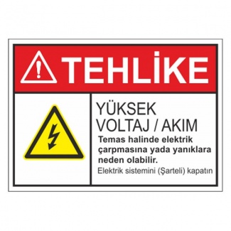 Tehlike Yüksek Voltaj Akım