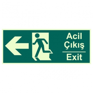 Acil Çıkış Exit Levhası Fotolümenli Sol Ok