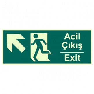 Acil Çıkış Exit Levhası Fotolümenli Sol Yukarı Ok