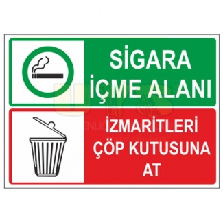 Sigara İçme Alanı İzmaritleri Çöp Kutusuna At