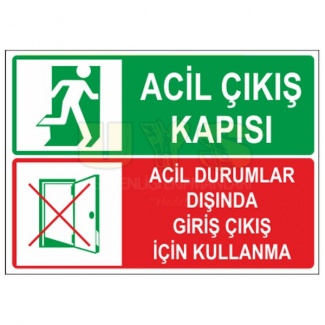 Acil Çıkış Kapısı Acil Durumlar Dışında Giriş Çıkış İçin Kullanma