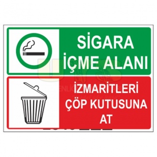 Sigara İçme Alanı İzmaritleri Çöp Kutusuna At