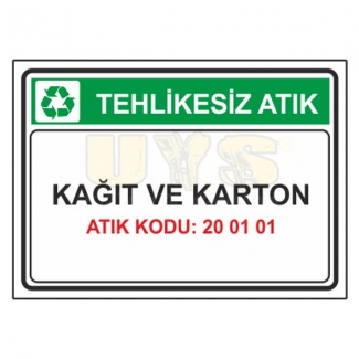 Kağıt ve Karton Atık Kodu: 20 01 01