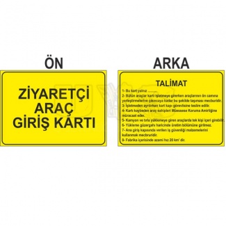 Ziyaretçi Araç Giriş Kartı