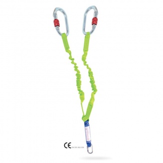 Şok Emicili ve Karabinalı Çift Bacaklı Elastik Lanyard