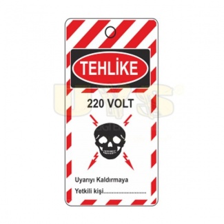 Tehlike 220 Volt Askılı Uyarı Levhası