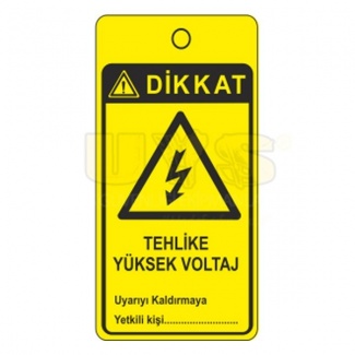 Dikkat Tehlike Yüksek Voltaj Askılı Uyarı Levhası