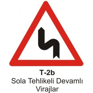 Sola Tehlikeli Devamlı Virajlar Trafik Levhası