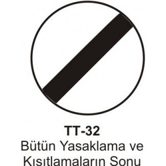 Bütün Yasaklama ve Kısıtlama Sonu Trafik Levhası