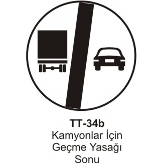 Kamyonlar için Geçme Yasağı Sonu Trafik Levhası