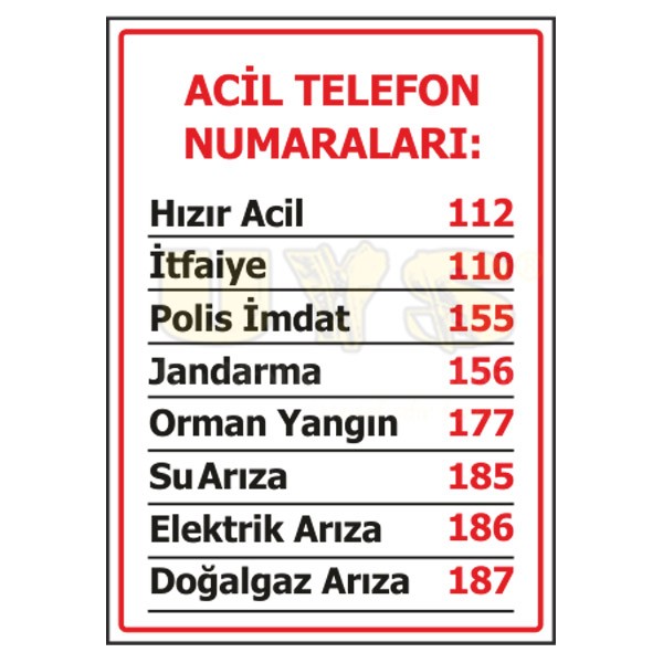 Acil Telefon Numaralari